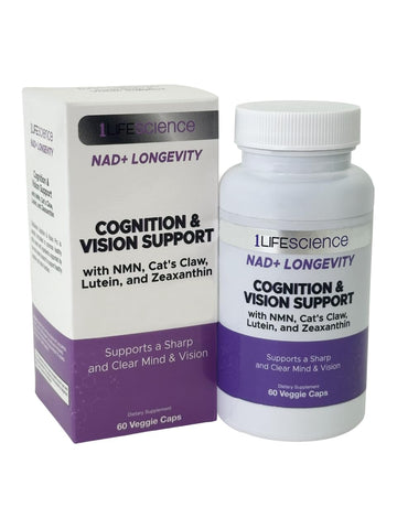 1LifeScience Cognition & Vision Support Supplement – NMN, Lion’s Mane, Cat’s Claw, Apigenin, PQQ & Lutein – NAD+ Support Formula – cGMP Made in USA – 60 Caps 1LifeScienceAu supplements