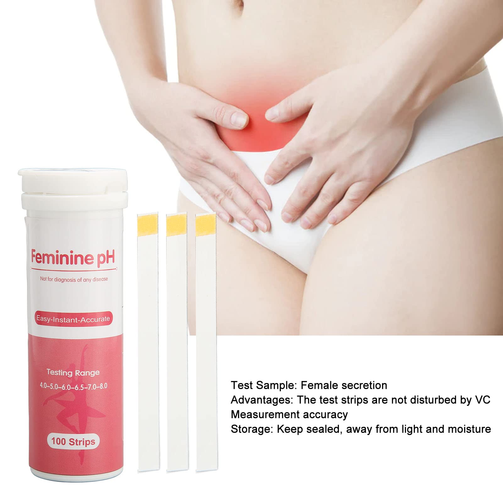 100Pcs Vaginal Ph Test Strips, Disposable Ph Balance Test Strips for Women GenericAu supplements