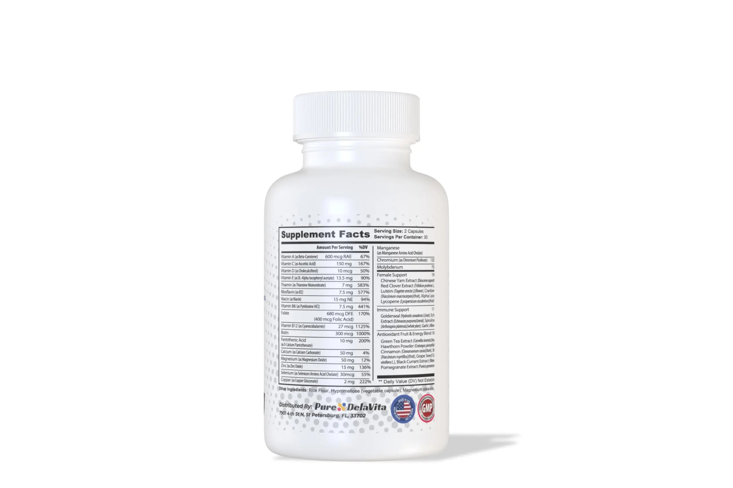 Pure DelaVita Women's Multivitamin | Daily Immune, Energy & Hormonal Support | 500mg+ Vitamins & Minerals | Natural Herbal Blend | Pure DelaVitaAu supplements