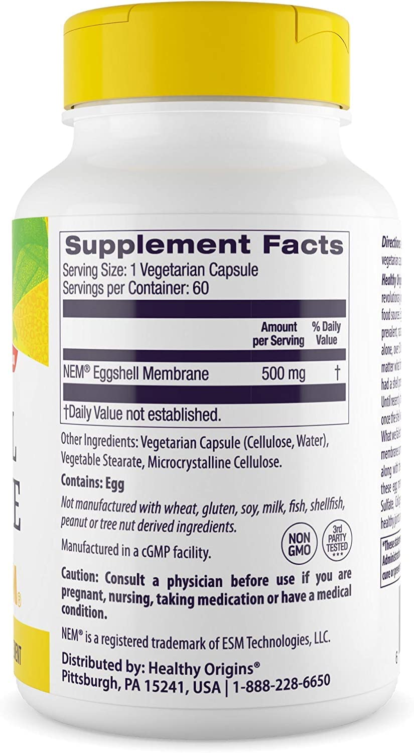 Healthy Origins Eggshell Membrane (NEM), 500 mg - Natural Collagen and Joint Support Healthy OriginsUS supplements