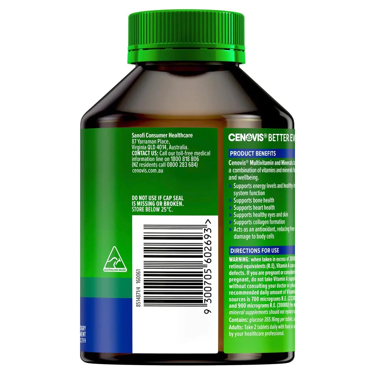 Cenovis Multivitamin and Minerals 200 Tablets CenovisAu supplements
