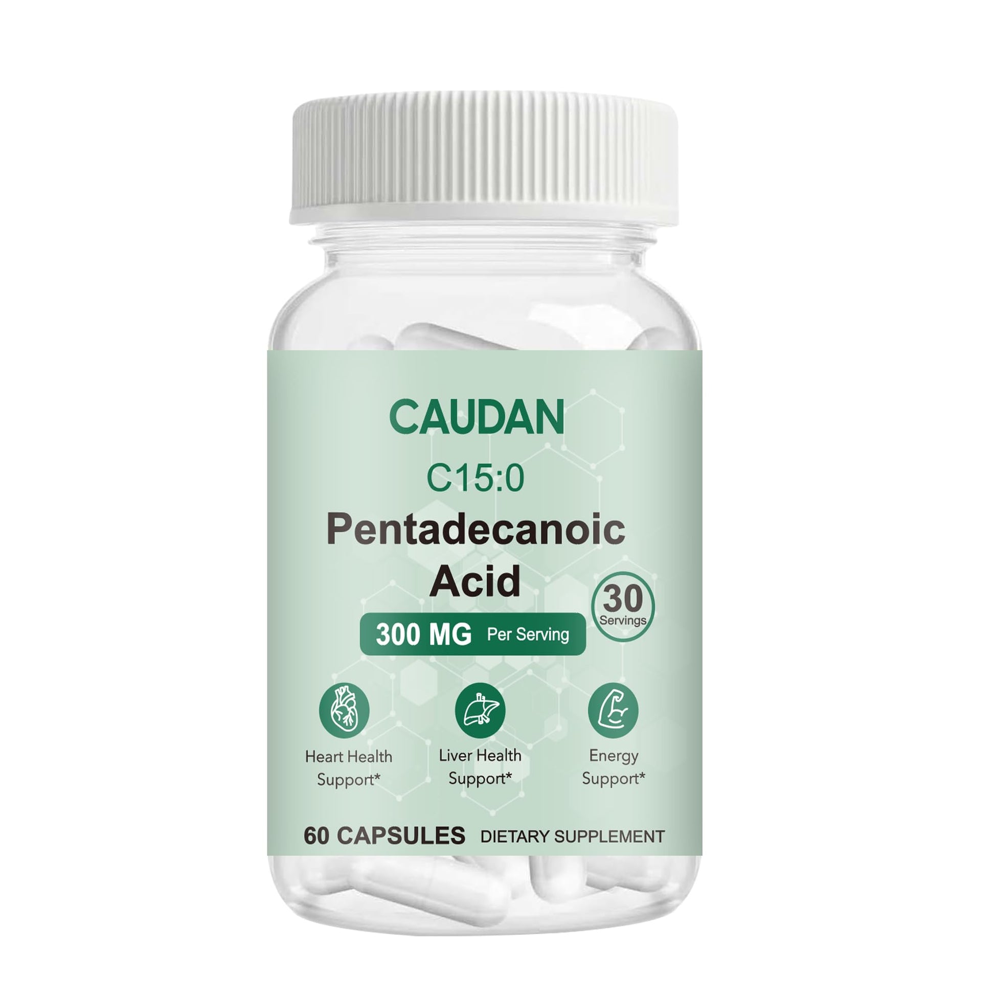 C15:0 Pentadecanoic Acid Supplement with Omega-3, CoQ10, NAD+, Vitamins, Essential Acids for Longevity Supplement, Liver Health, Energy Support - 60 ct CAUDANAu supplements
