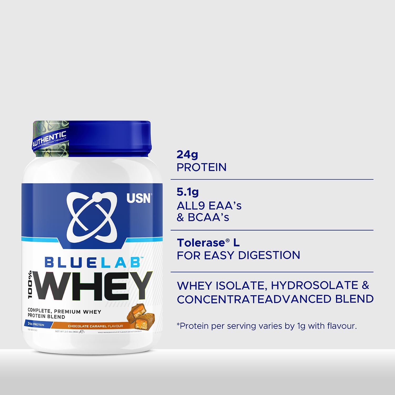 USN Blue Lab Whey Protein Powder: Chocolate Caramel - Whey Protein 908g USNAu supplements
