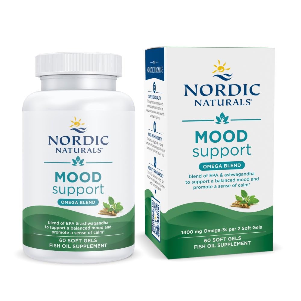Nordic Naturals Mood Support Omega Blend - Unflavored - 60 Soft Gels - 1400 mg Omega-3 Supplement with EPA & DHA - Promotes Balanced Mood and Serenity - Non-GMO - 30 Servings Nordic NaturalsAu supplements
