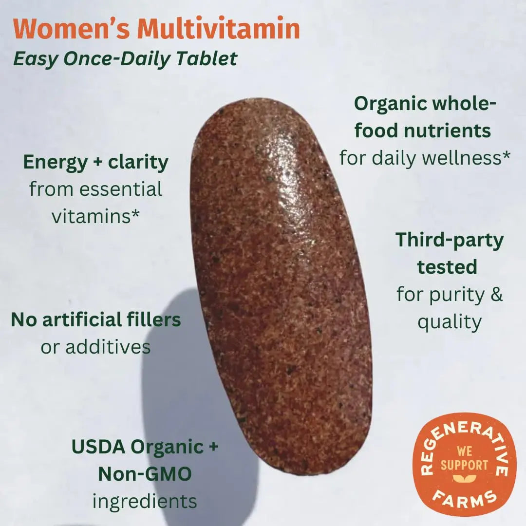 EarthFirst Organic Women’s Multi Once Daily, Women's Multivitamin, Iron, Vitamin B12 & More, 19 Vitamins from Herbs & Superfoods, 30 Count EarthFirst Organicnz supplements