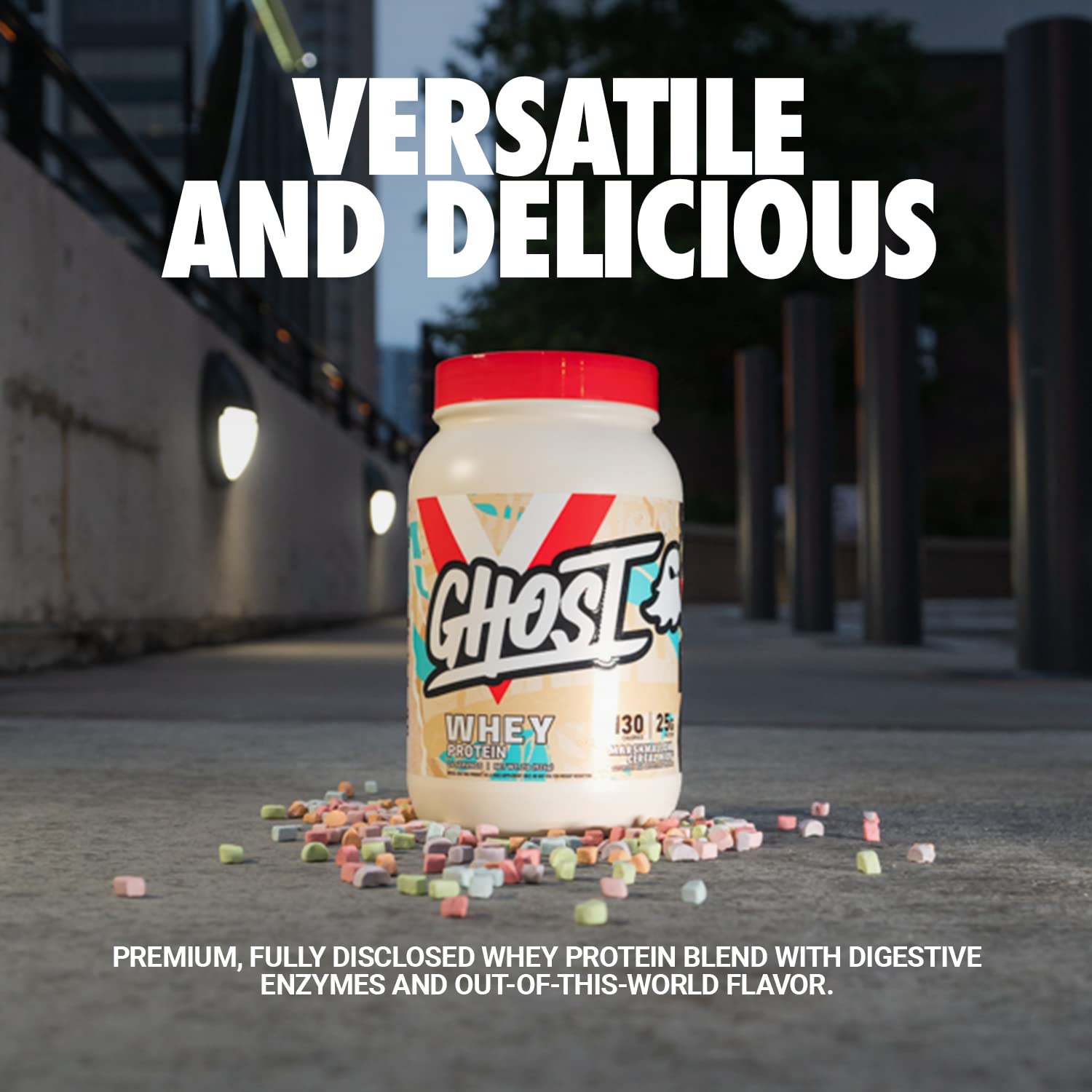 GHOST Whey Protein Powder, Marshmallow Cereal Milk - 2LB Tub, 25G of Protein GHOSTUS supplements