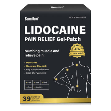 Sumifun 4% Lidocaine Patches,Maximum Strength Pain Relieving Patch Back, Shoulder, Joints, Knee Pain Relief and Muscle Soreness - 8 Hour Pain Relief (39 Count(Pack of 1)) SumifunAu supplements