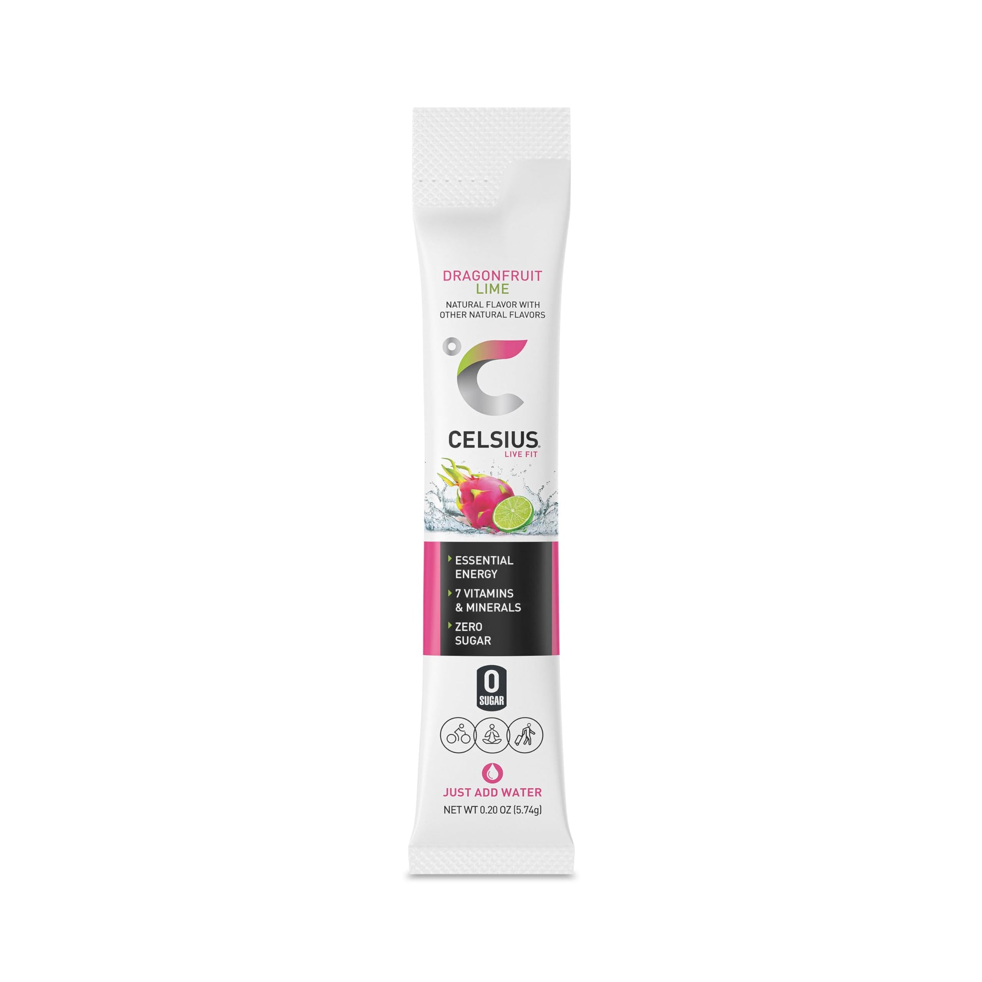 CELSIUS Dragonfruit Lime On-the-Go Powder Stick Packs, Zero Sugar 14 Count(Pack of 1) CELSIUSUS supplements