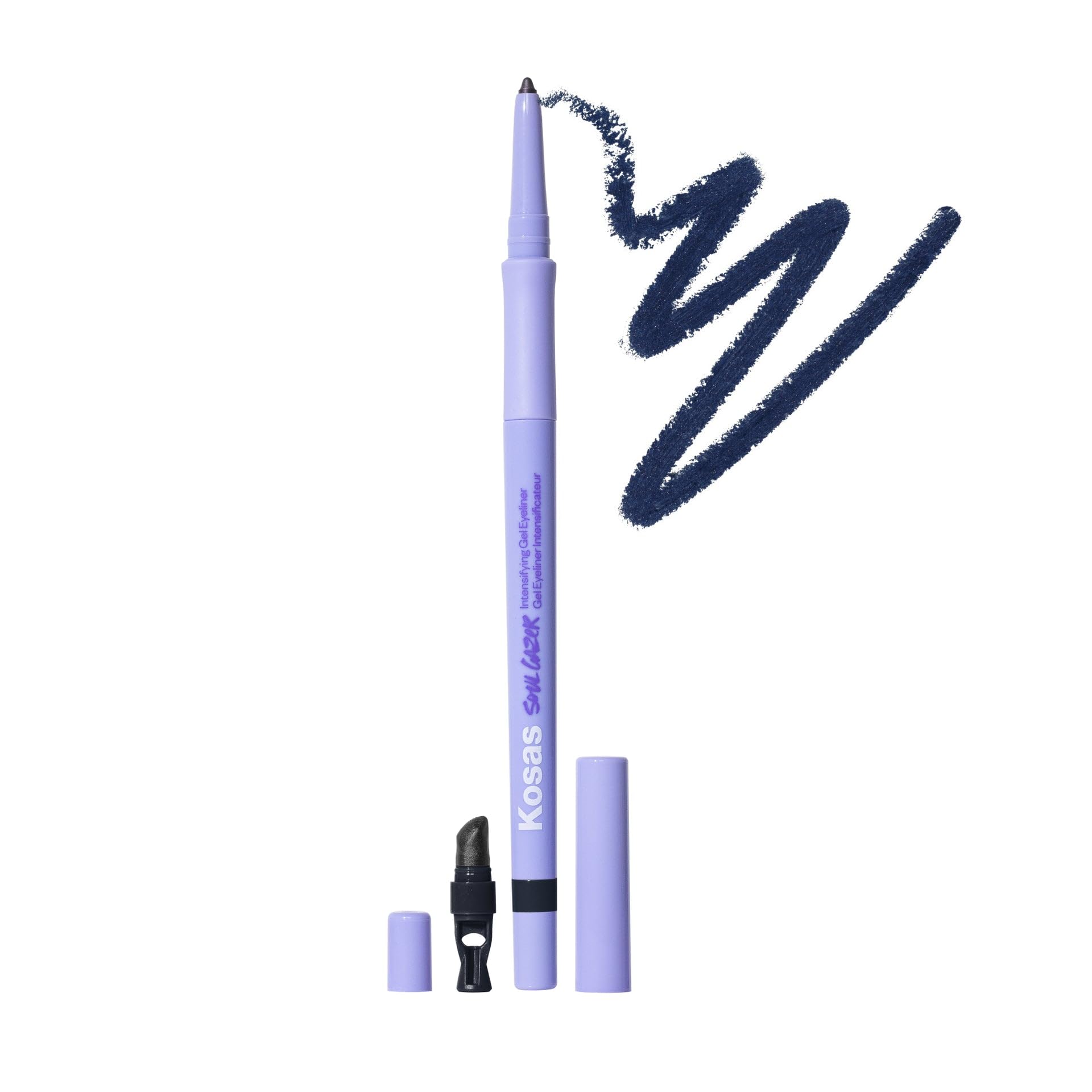 Kosas Soulgazer Gel Eyeliner (Enigma) - Waterproof, Smudge-Proof Pen with Hyaluronic Acid - Retractable Eyeliner Pencil with Sharpener & Smudger, Long-Lasting - Blackened Blue Satin KosasAu supplements