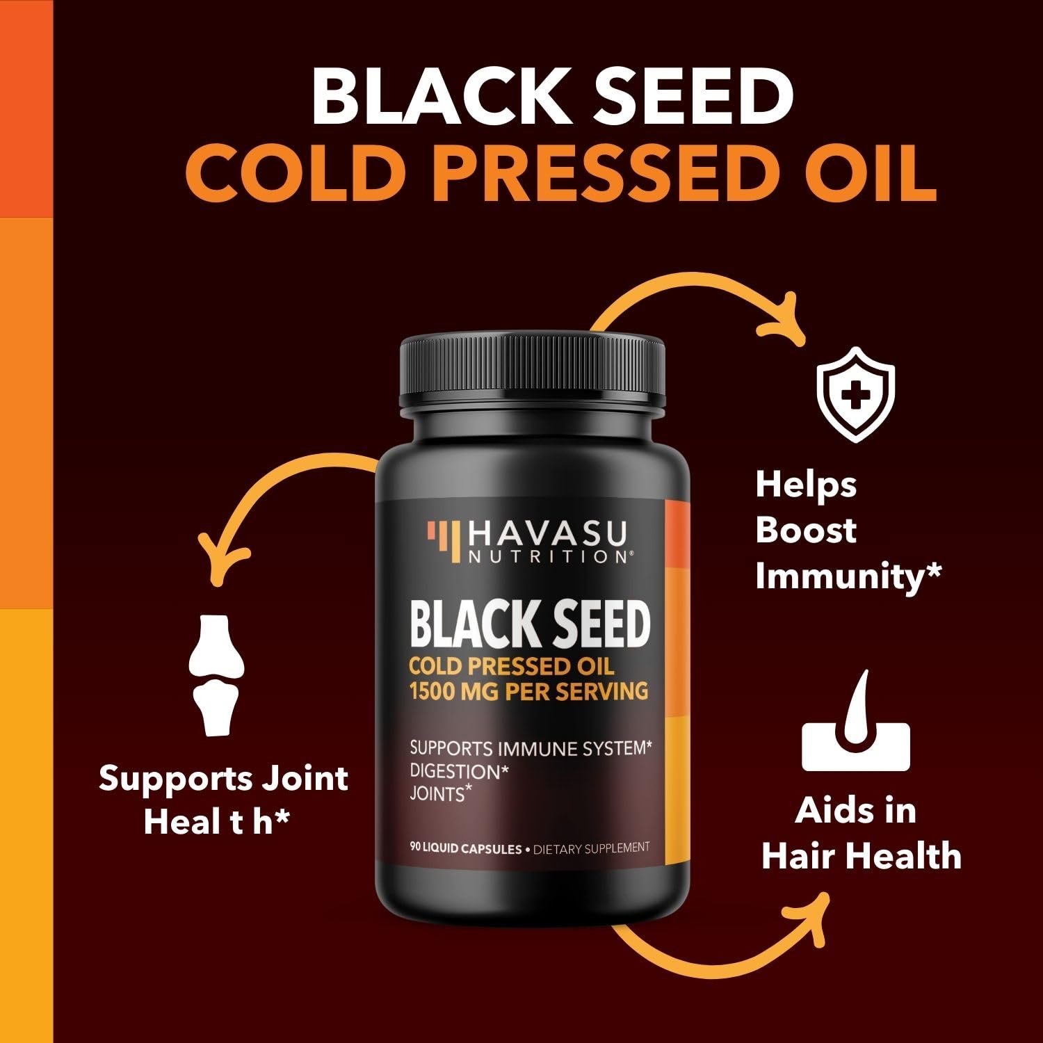 Black Seed Oil Nigella Sativa Cold-Pressed Capsules | 1500mg Black Cumin Seed Oil HAVASU NUTRITIONUS supplements