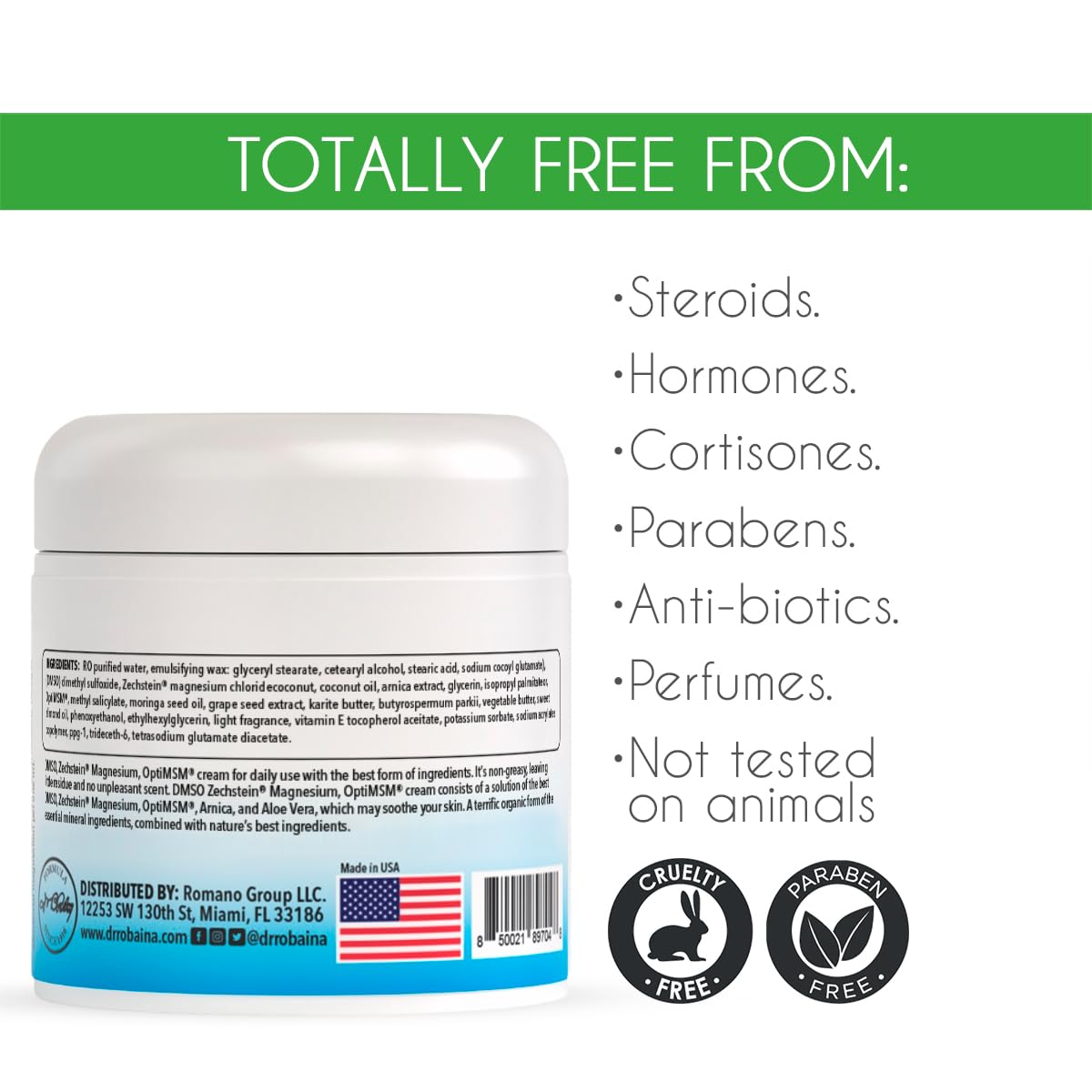 Dr. Robaina DMSO Cream – 99.9% Pure Dimethyl Sulfoxide | Formula with Zechstein Magnesium, Arnica, Aloe Vera & Vitamin E | Topical Cream for Body Wellness Dr. RobainaAu supplements