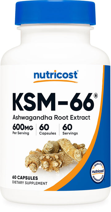 Nutricost KSM-66 Ashwagandha Root Extract 600mg, 60 Veggie Caps - 5% Withanolides - with BioPerine - Full-Spectrum Root Extract NutricostAu supplements