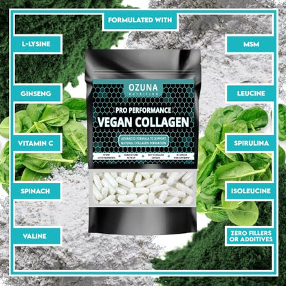 Pro Performance Vegan Collagen Complex – Vegetarian Collagen Capsules, Plant Based Collagen OZUNA NUTRITIONUS supplements