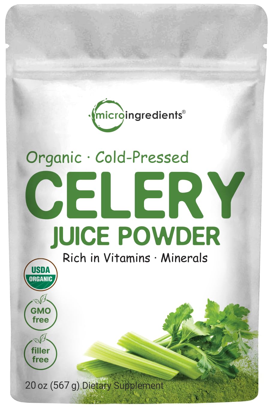 Organic Celery Juice Powder, 20 Ounce (1.25 Pound), 71 Serving, Celery Detox and Cold Micro IngredientsAu supplements