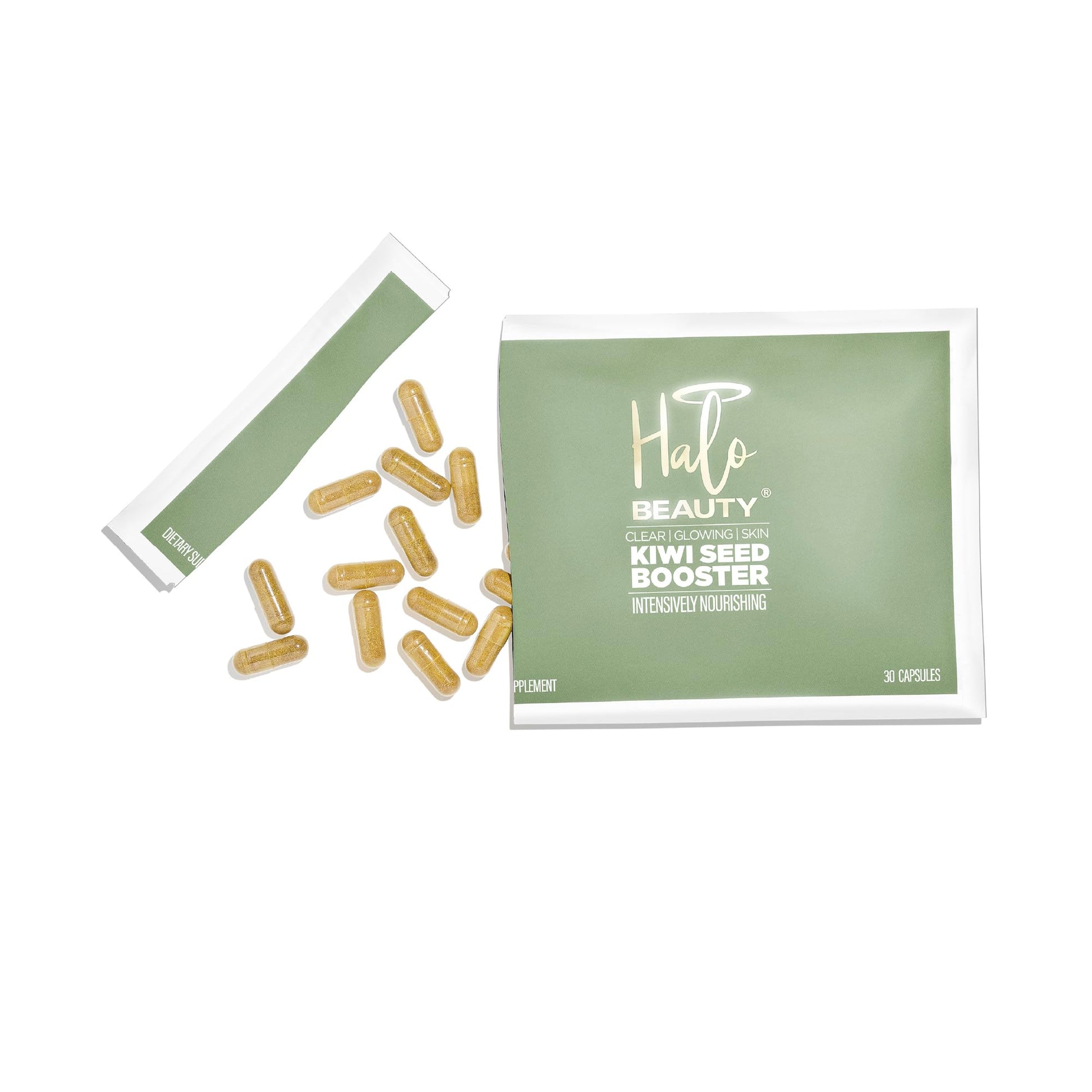 Halo Beauty Kiwi Seed Booster Skin Supplement Refill Pack | Anti-Aging Hydration & Glowing Skin Support with Kiwi Seed, Vitamin C, D3 & Zinc | Vegan Collagen Support Capsules | 1-Month Supply Halo BeautyAu supplements