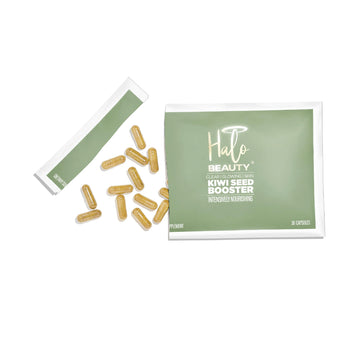 Halo Beauty Kiwi Seed Booster Skin Supplement Refill Pack | Anti-Aging Hydration & Glowing Skin Support with Kiwi Seed, Vitamin C, D3 & Zinc | Vegan Collagen Support Capsules | 1-Month Supply Halo BeautyAu supplements