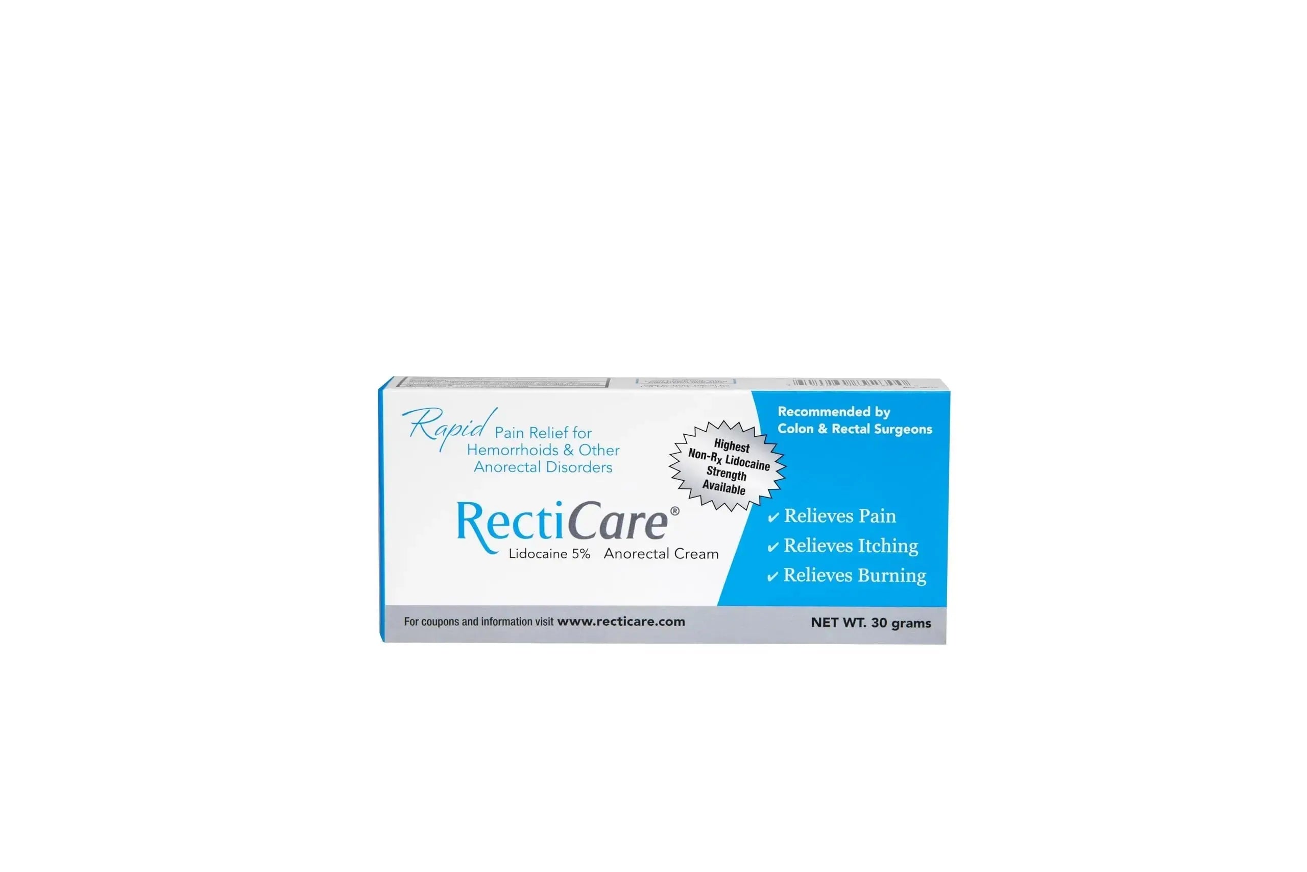 Recticare Anorectal Lidocaine 5% Cream: Topical Numbing Cream for Treatment of Hemorrhoids & Other Anorectal Disorders - 30g Tube RecticareAu supplements
