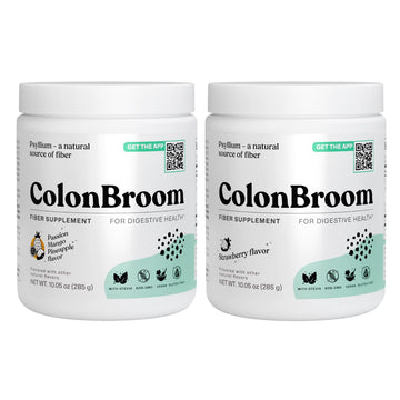 ColonBroom Psyllium Husk Powder - Colon Cleanse for Bloating Relief & Gut Health - Fiber Powder Drink - Easy to Mix - Vegan, Gluten Free, Non-GMO - Strawberry & Tropical Fruits (2 Pack) ColonBroomAu supplements
