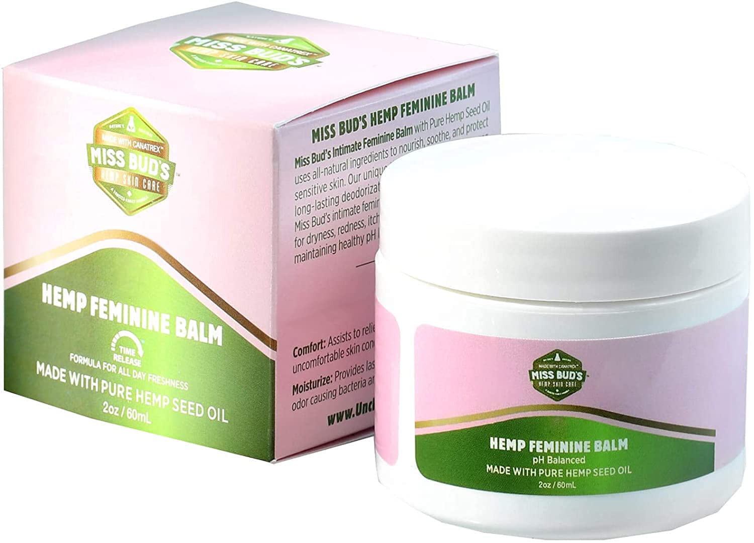 Miss Bud’s Hemp Intimate Feminine Vulva Balm Relieves Itching, Burning, and Redness Eliminates NATURE'S ORIGINAL MADE WITH CANATREX UNCLE BUD'S · TOPICAL PAIN RELIEVER · A TRUSTED FAMILY FORMULAAu supplements