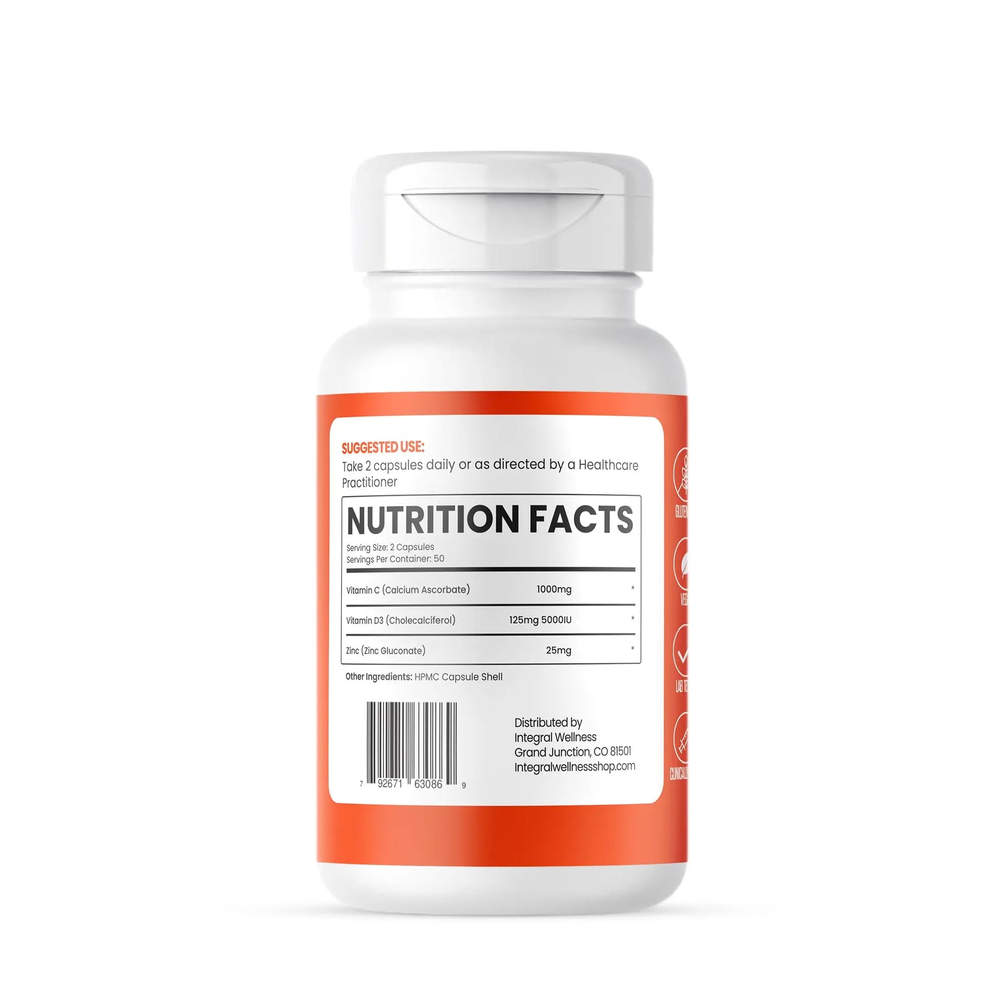 Integral Wellness - Vitamin Complex w/Vitamin D3, C, K2 and Zinc (100 Capsules) - Filler Free, 3rd Party Tested, Clinically Dosed, Bioavailable Forms Integral WellnessAu supplements