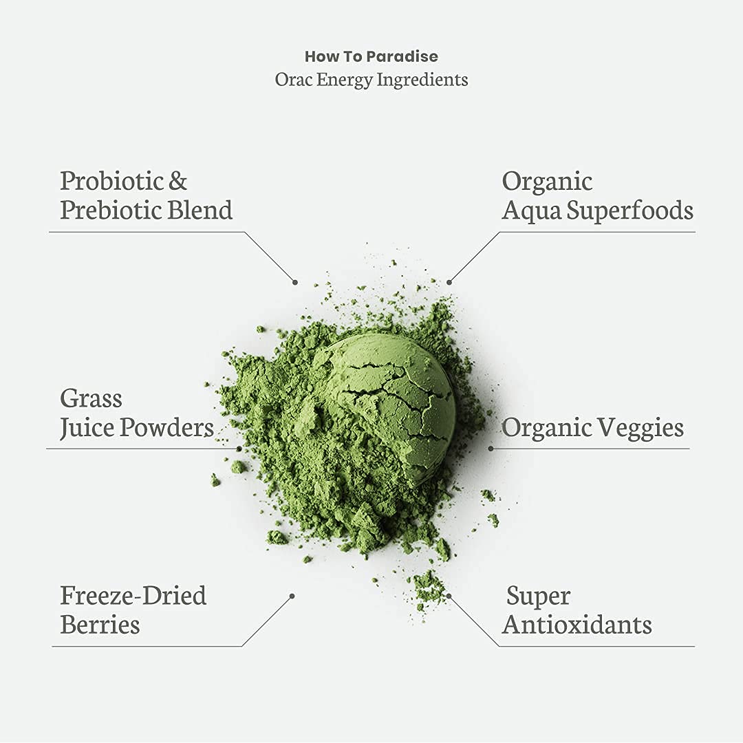 Paradise ORAC Energy Greens Powder Extract, Super Antioxidants, Probiotics for Gut Paradise HerbsAu supplements