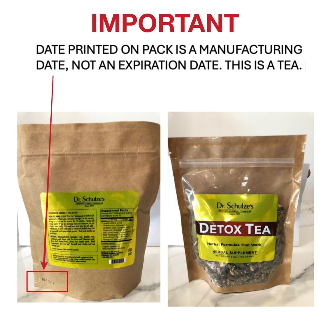 Dr. Schulze’s | Detox Tea | All Purpose Herbal Tonic | Powerful Digestive Stimulant | Dietary Supplement | Ultimate Liver Cleanse | Helps Eliminate Gas & Indigestion | Release Toxins | 6 Oz. Pack Dr. Schulze'sAu supplements