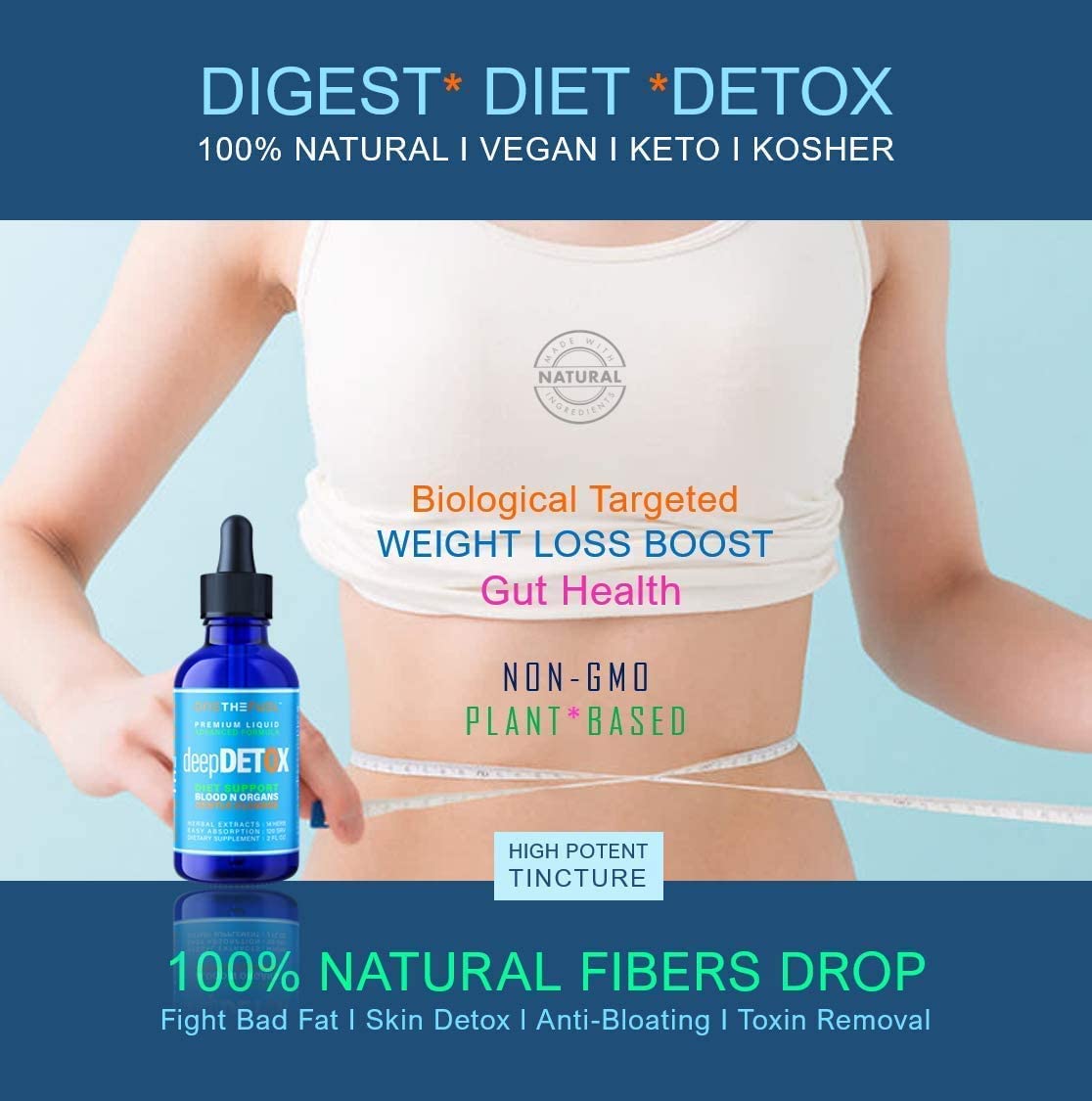 DeepDetox 2oz. Plant-Based Colon Intestinal Gut Liver Cleanse Detox Support. Purify Blood ONETHEFUELAu supplements
