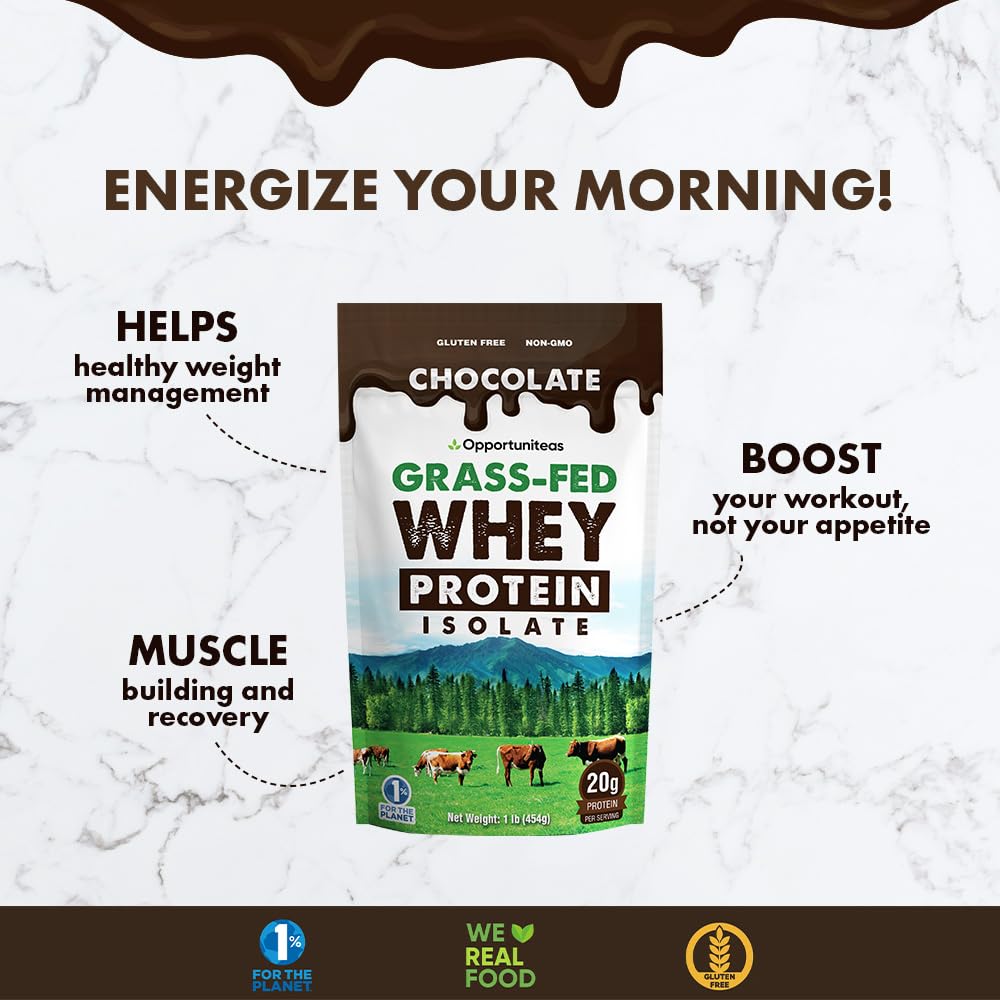 Opportuniteas Chocolate Whey Protein Powder - Grass Fed Whey Isolate + Organic Cacao OpportuniteasUS supplements