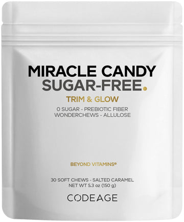 Codeage Miracle Candy Sugar-Free Candies, Salted Caramel Flavor Soft Chews – Allulose, Prebiotic Fiber – Low-Calorie Wonderchews – 0g Sugar Soft Chews - 30 Count CodeageAu supplements
