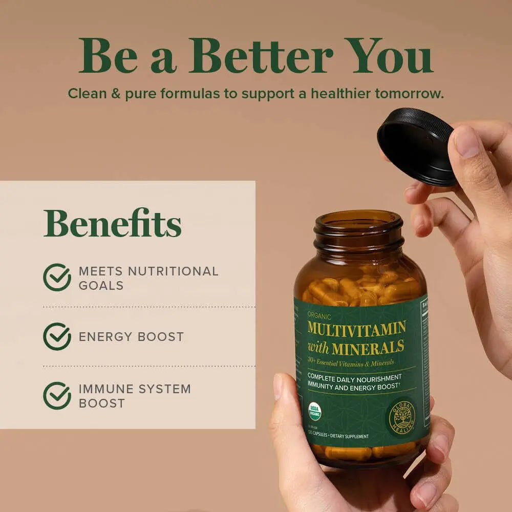 Global Healing Center - USDA Organic Multivitamin for Women & Men - Vitamins Include A, C, D, & More for Your Overall Health & Wellness Needs Global Healing CenterAu supplements