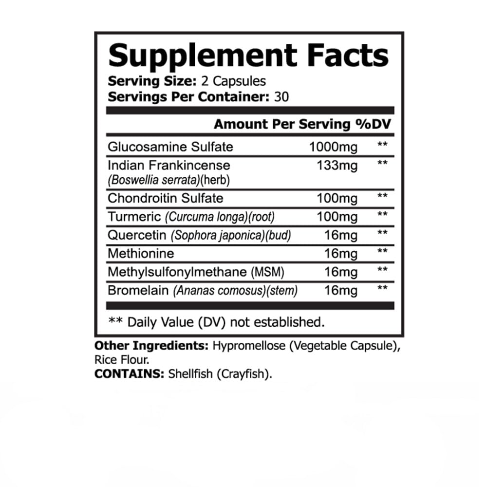 PureNature Joint Rest - Joint Support Supplement with Glucosamine, Chondroitin, Boswellia, MSM, Turmeric, Bromelain, – 60 Capsules PureNature PlusAu supplements