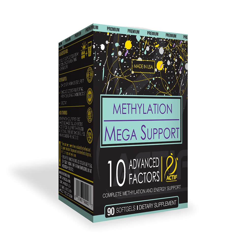 ACTIF Methylation Mega Support with 10 Advanced Factors and Organic Folate – 100% Natural, Non-GMO, 90 Count ACTIFAu supplements
