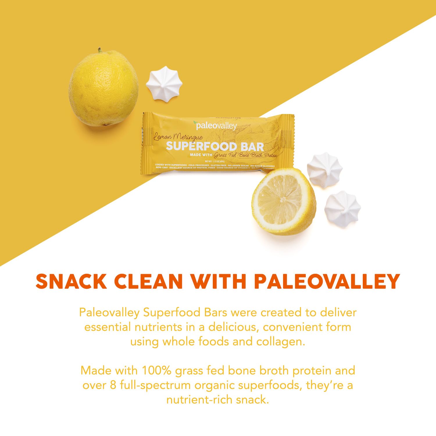 Paleovalley Superfood Bars – Lemon Meringue– 10 Pack – 9g Protein per Bar – Gluten-Free, Grain-Free, Paleo, Non-GMO – On-the-Go Snack PaleovalleyUS supplements