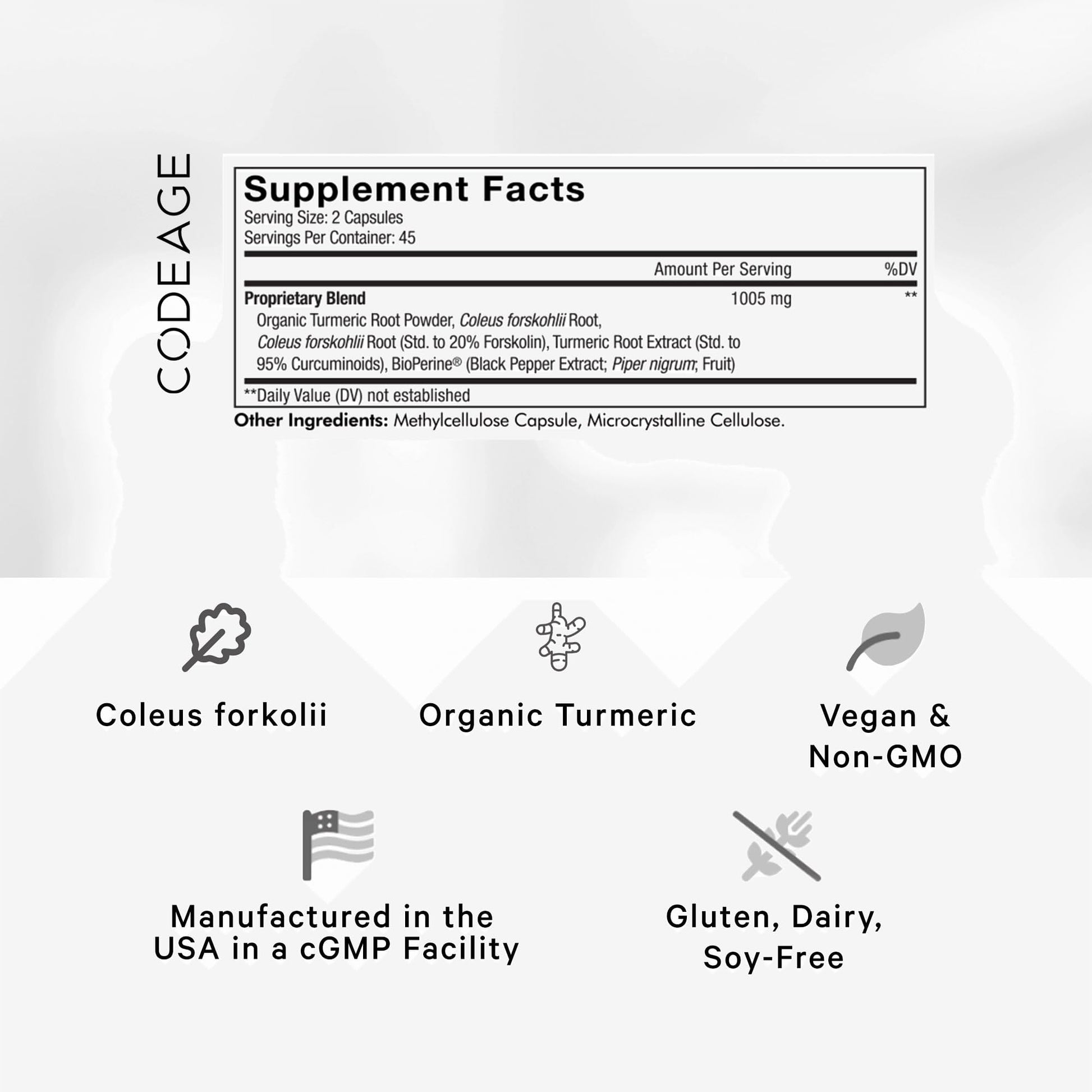 Codeage Forskolin, Pure Forskolin Coleus + Organic Turmeric Root Powder, 95% Curcumins CodeageAu supplements