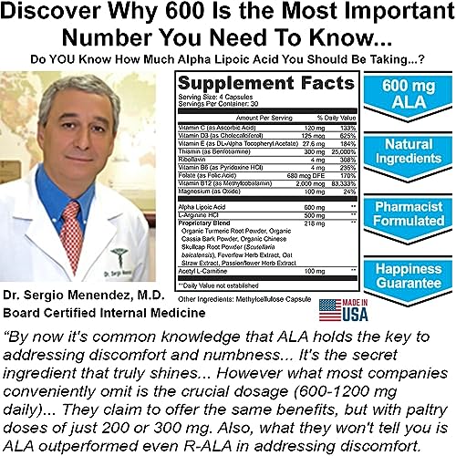 Neuropathy Support Supplement with 600 mg Pure Alpha Lipoic Acid NuturnaUS supplements