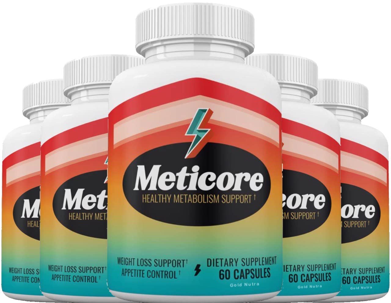 (Official) 5 Pack Meticore Weight Management Keto Pills, Energy Support - 300 Capsules Gold NutraUS supplements