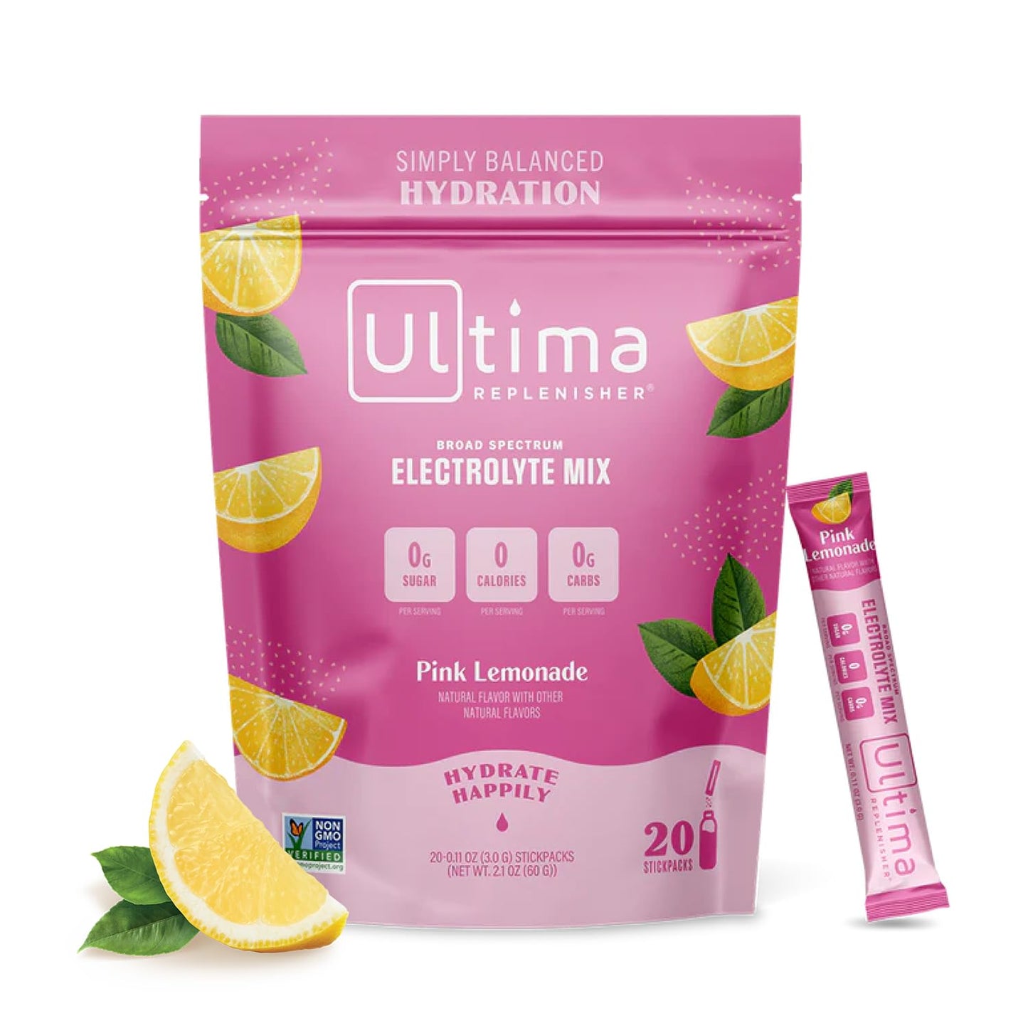 Ultima Replenisher Daily Electrolyte Drink Mix – Pink Lemonade, 20 Stickpacks – Hydration Ultima ReplenisherUS supplements