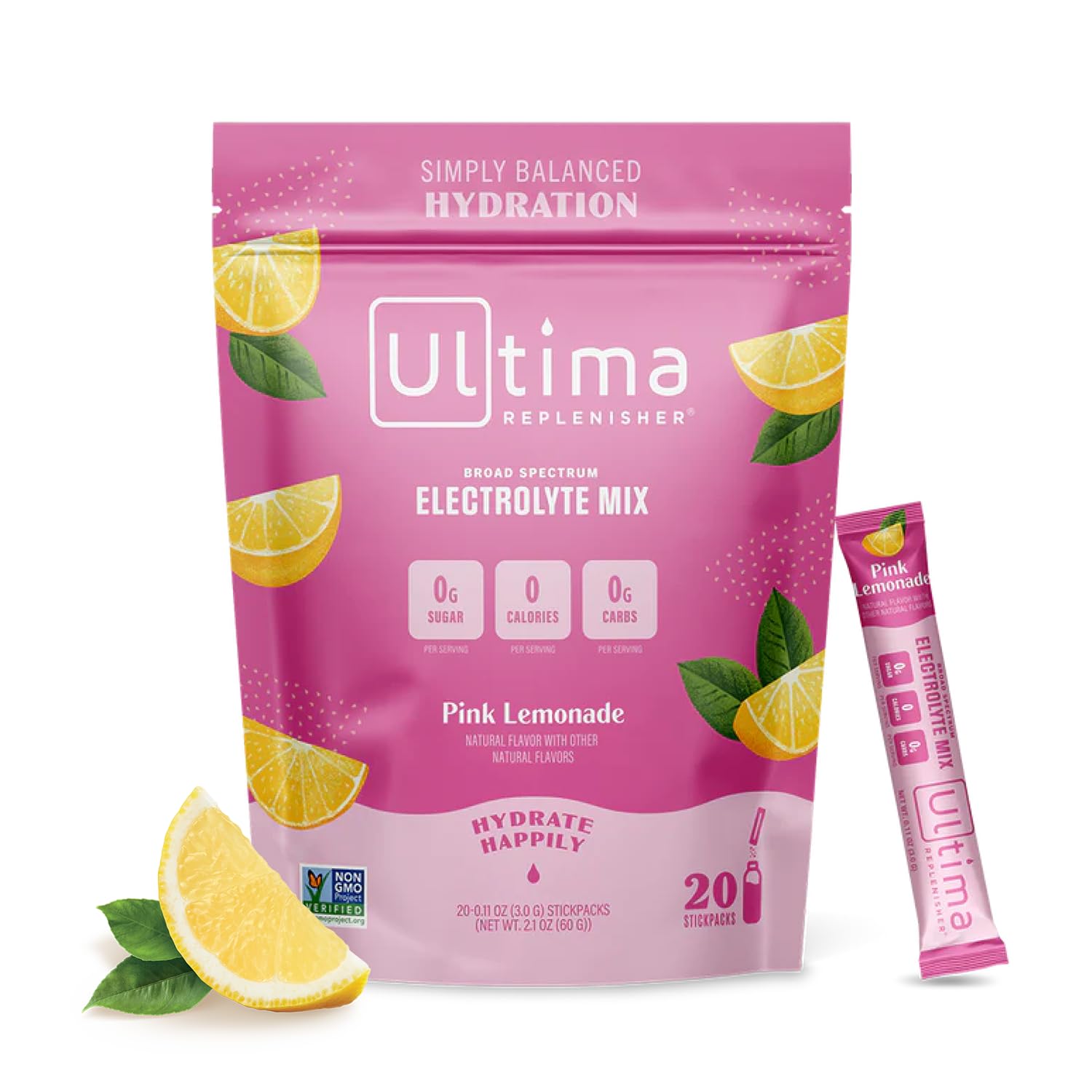 Ultima Replenisher Daily Electrolyte Drink Mix – Pink Lemonade, 20 Stickpacks – Hydration Ultima ReplenisherAu supplements