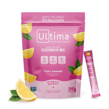 Ultima Replenisher Daily Electrolyte Drink Mix – Pink Lemonade, 20 Stickpacks – Hydration Ultima ReplenisherAu supplements