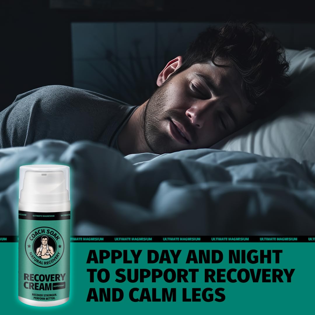 Coach Soak Magnesium Cream with MSM in Pump Bottle - Natural Recovery Cream with Magnesium Chloride & Menthol - Fast-Absorbing for Muscles & Joints, Cooling Menthol, 3.4oz Coach SoakAu supplements