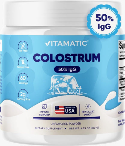 Vitamatic Bovine Colostrum Powder - 50% Highest IgG - Supplement for Gut Health VitamaticUS supplements