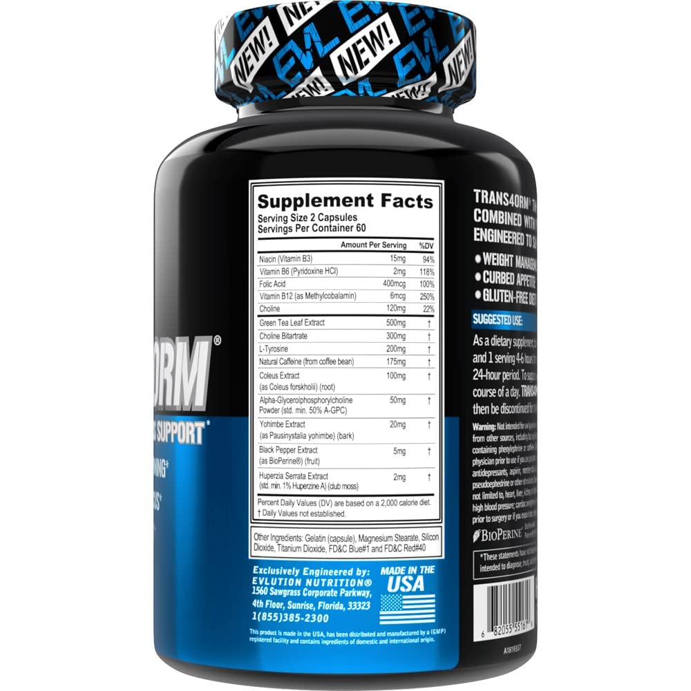EVL Thermogenic Fat Burner Support - Fast Acting Weight Loss Energy and Appetite EvlutionUS supplements