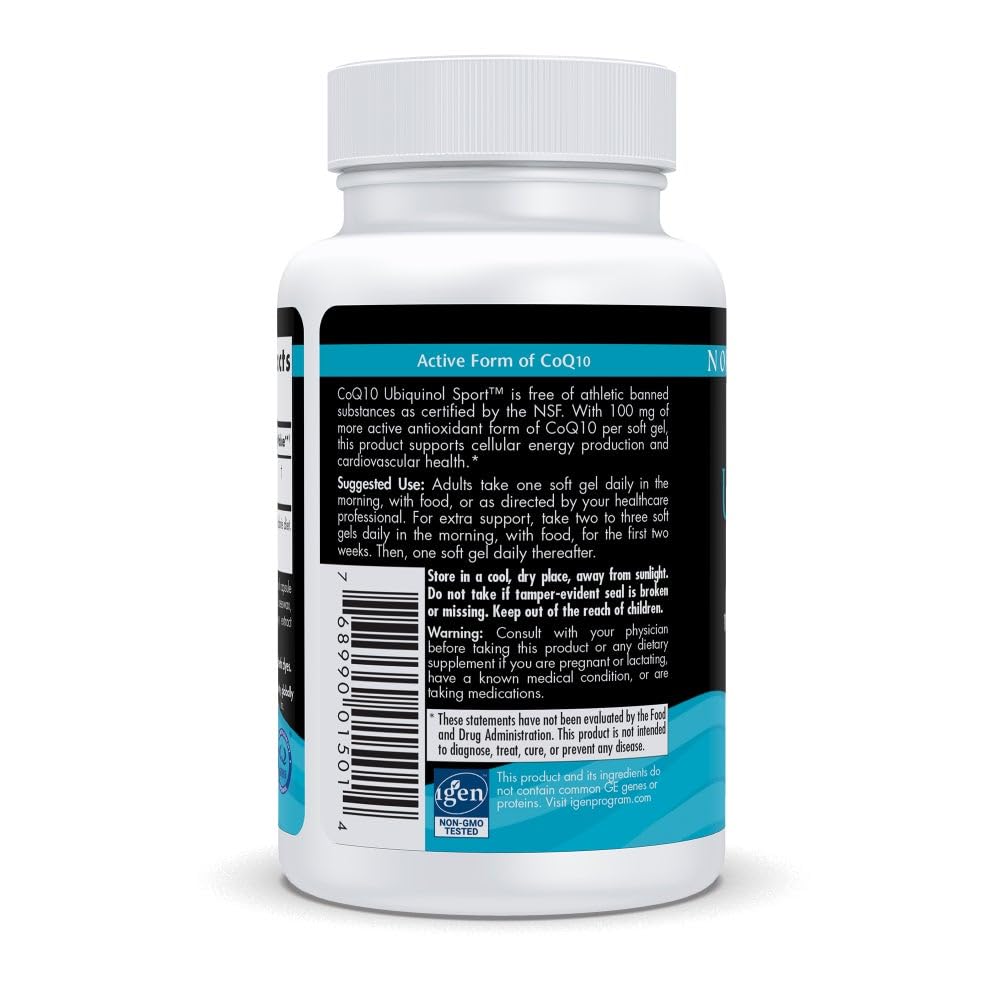 Nordic Naturals Nordic CoQ10 Ubiquinol Sport - 60 Mini Soft Gels - 100 mg Ubiquinol - Heart Health, Physical Performance, Cellular Energy Production - Non-GMO - 60 Servings Nordic NaturalsAu supplements