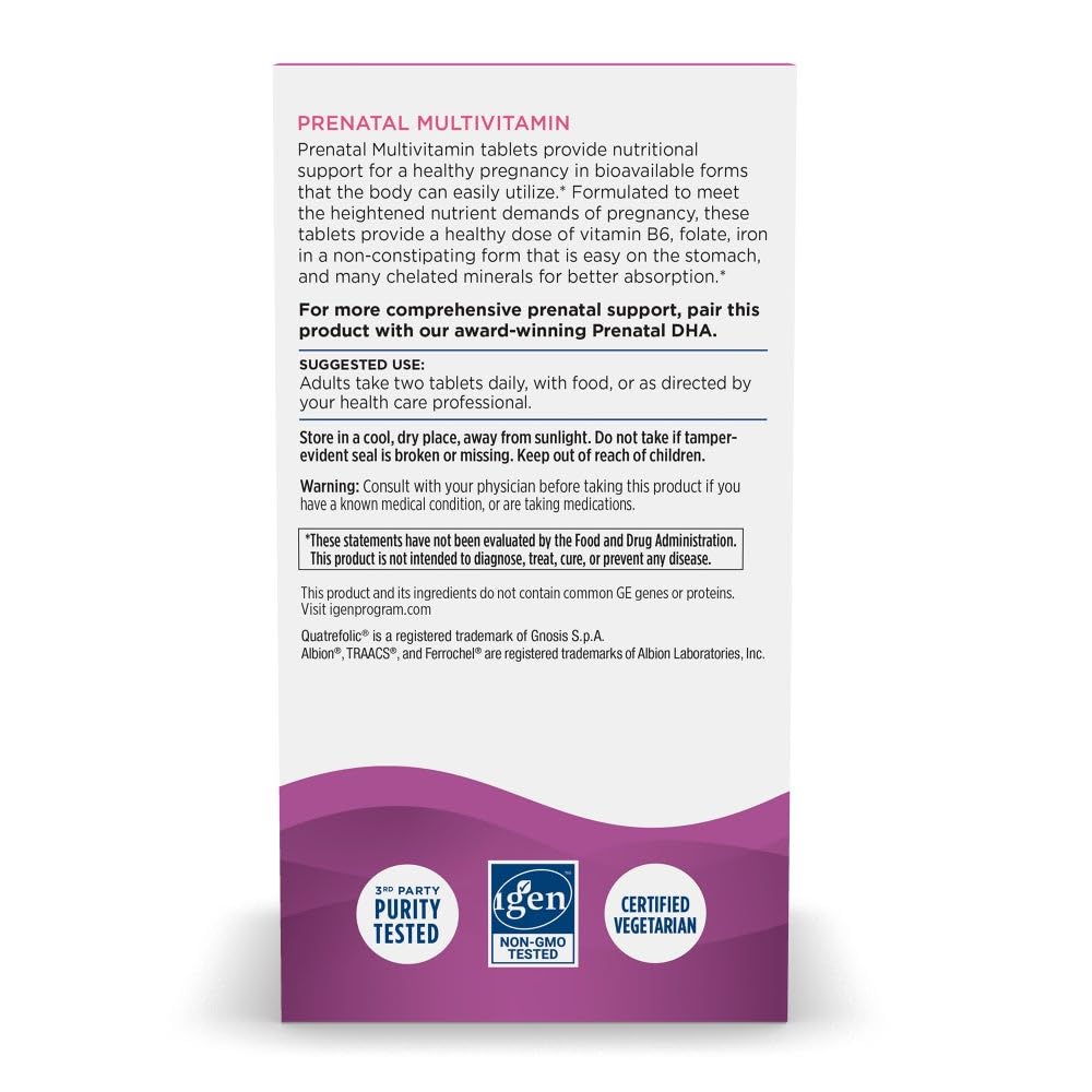 Nordic Naturals Prenatal Multivitamin for Women - Daily Vegetarian Prenatal Vitamins - 22 Essential Nutrients, Including B6, Folate, and Iron - 60 Tablets - 30 Servings Nordic NaturalsAu supplements