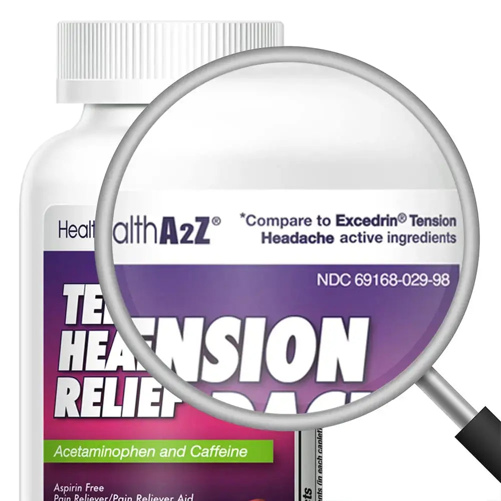 HealthA2Z® Tension Headache Relief | Acetaminophen 500mg | Caffeine 65mg | Pain Reliever Aid | Aspirin Free (200 caplets (Pack of 1)) HealthA2ZAu supplements