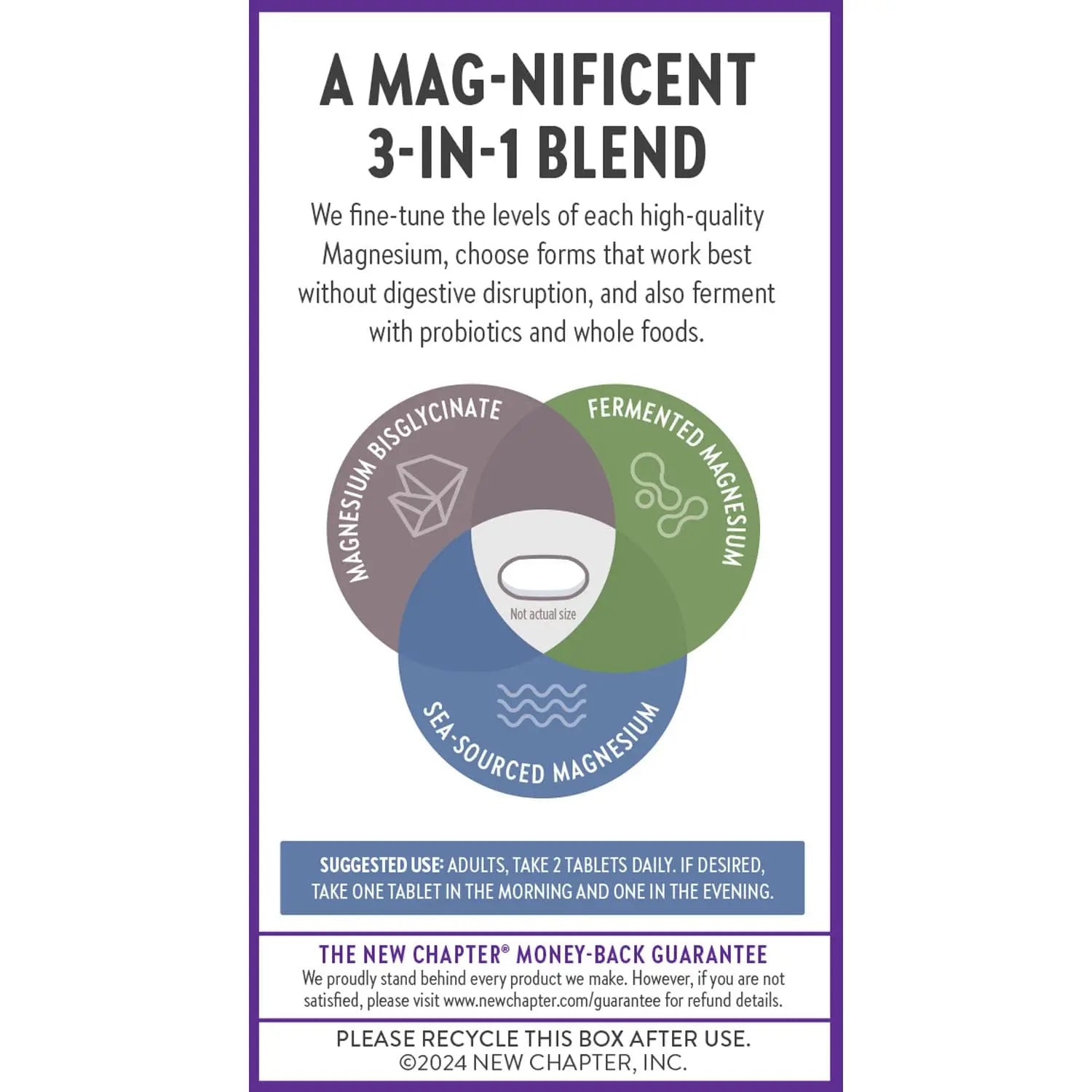 New Chapter Magnesium Complex Supplement, 325mg with Magnesium Glycinate + Sea-Sourced + Fermented Forms for Heart, Bone, Nerve, Muscle & Cellular Energy, 100% Vegan, 60 Tablets New Chapternz supplements