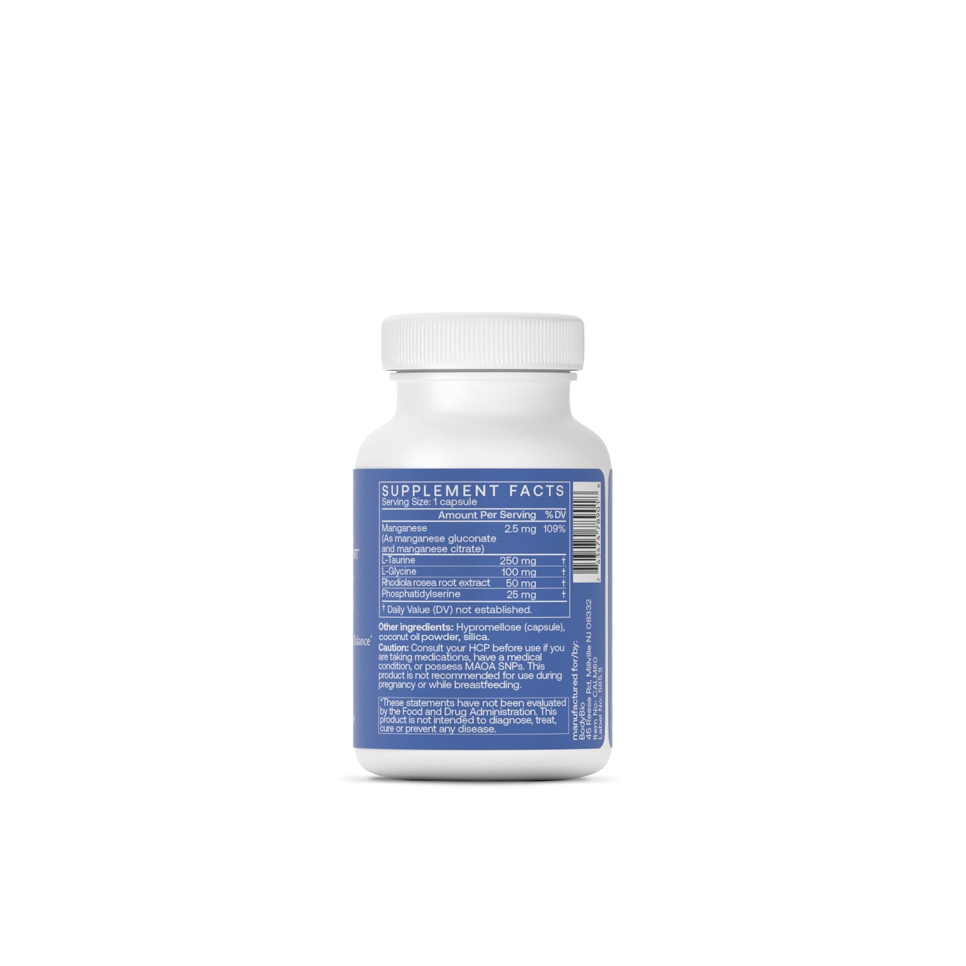 BodyBio Calm - Natural Stress Relief Blend with Rhodiola, Glycine & Phosphatidylserine - Supports Relaxation, Mental Focus & Balanced Cortisol - Non - Drowsy Formula BodyBioAu supplements