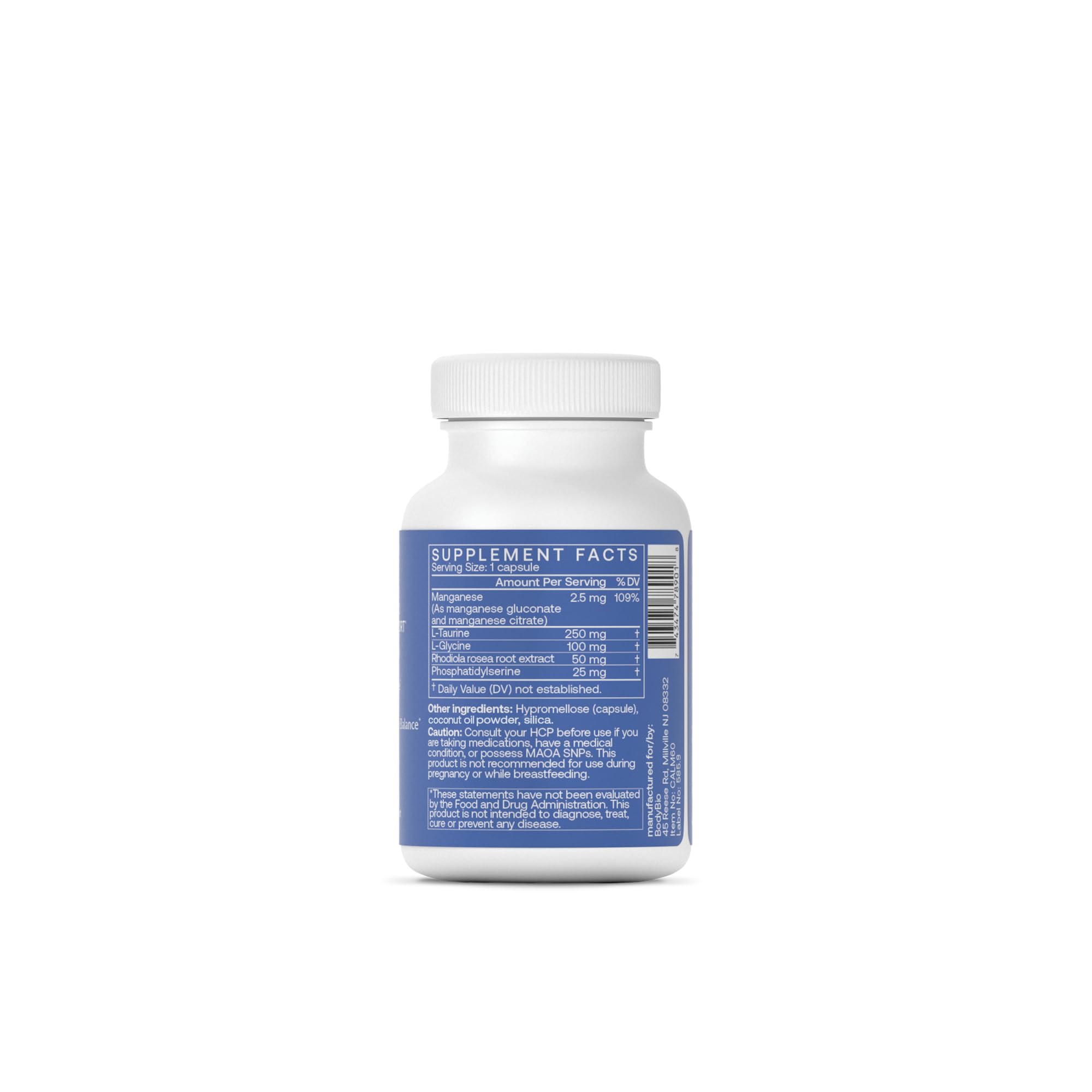 BodyBio Calm - Natural Stress Relief Blend with Rhodiola, Glycine & Phosphatidylserine - Supports Relaxation, Mental Focus & Balanced Cortisol - Non - Drowsy Formula BodyBioAu supplements