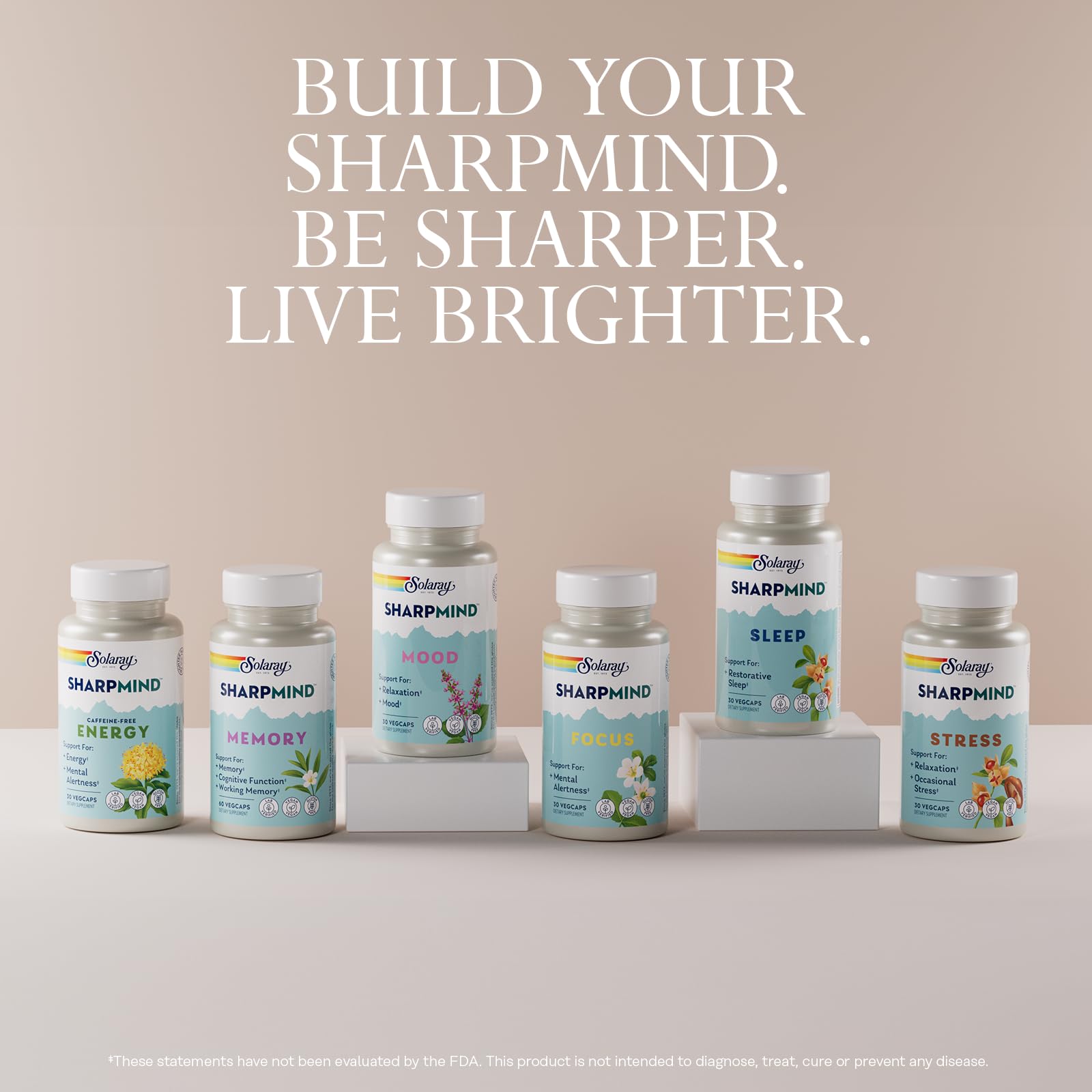SOLARAY SharpMind Memory Formula - Brain Supplements for Memory and Focus - Cognivia, Gotu Kola & Chaga Mushroom Supplement - Ginkgo Biloba Alternative - 60-Day Guarantee - 30 Servings, 60 VegCaps SOLARAYAu supplements