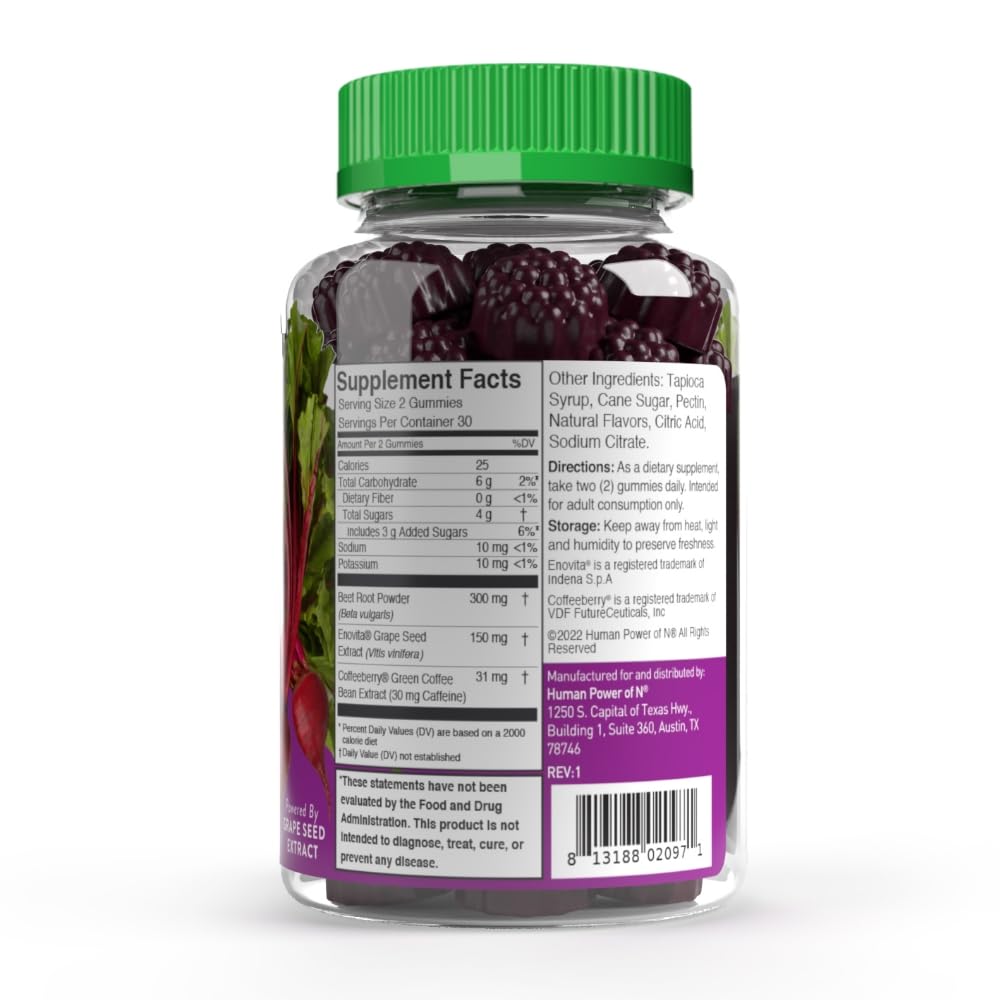 humanN SuperBeets Energy Gummies - Quick Energy & Mental Focus - Help Increase Nitric humanNAu supplements